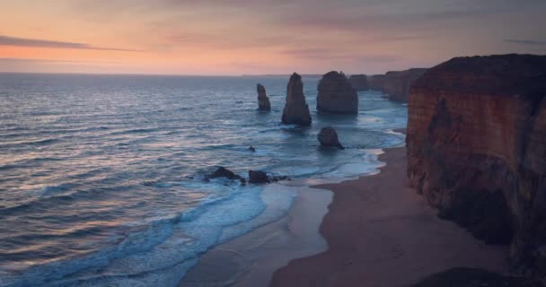 Tolv Apostlar Efter Solnedgången Australien — Stockvideo