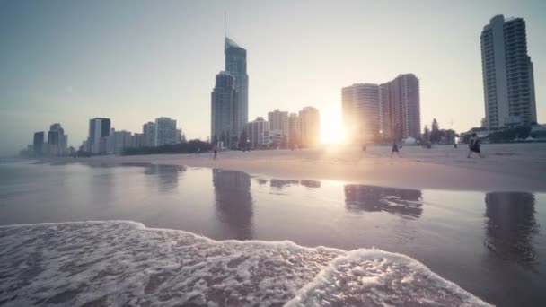 Ráj Surfařů Při Západu Slunce Gold Coast Austrálie — Stock video