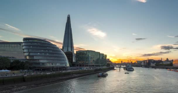 Time Lapse Sunset London Skyline Tower Bridge — Stock Video