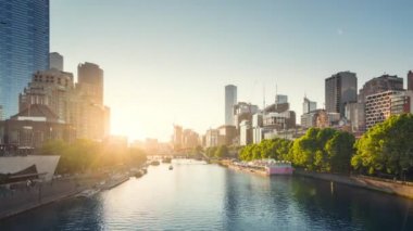 Günbatımının zamanı, Yarra Nehri, Melbourne, Victoria, Avustralya
