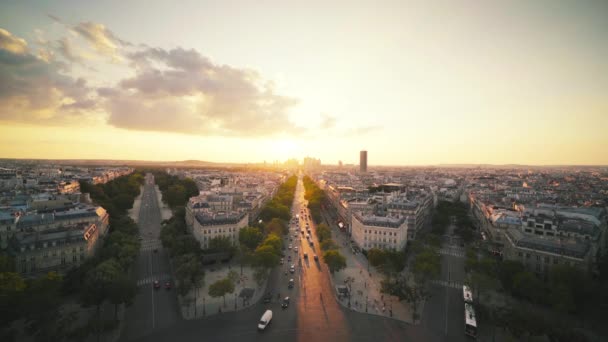 Paříž pohled z Arc de Trimphe, Francie — Stock video