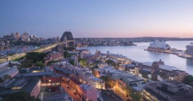 Sydney 'nin Avustralya' daki Liman Köprüsü 'ndeki hava görüntüsü.