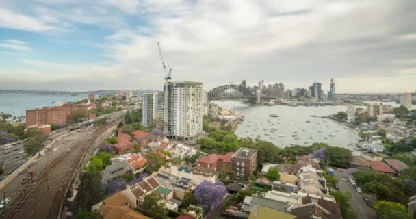 Naplemente, Sydney kikötőjének időeltolódása, Új-Dél-Wales, Ausztrália — Stock videók