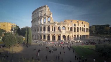 Roma 'da hiper akım Colosseum, günbatımı, İtalya