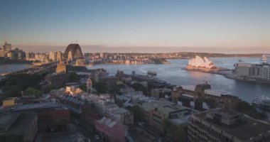 Zaman aşımı, günbatımı Sydney, Avustralya 'nın havadan görüntüsü