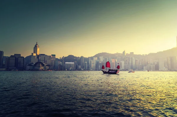 Гонконгская Гавань Закате — стоковое фото