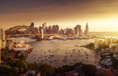 sunset,  Sydney harbor, New South Wales, Australia clipart