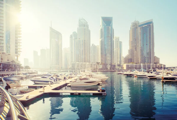 Dubai Marina Při Západu Slunce Spojené Arabské Emiráty — Stock fotografie