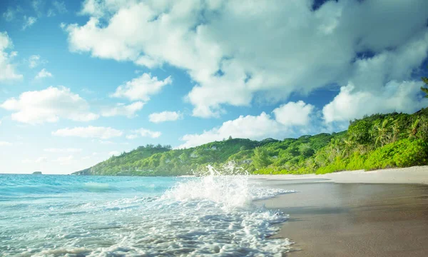 Playa Atardecer Isla Mahe Seychelles —  Fotos de Stock