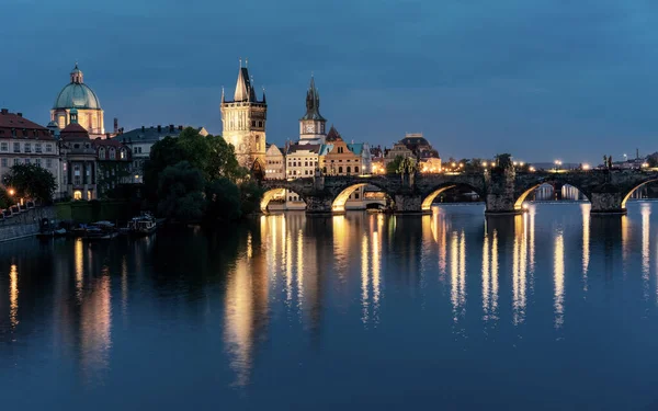 Karlsbrücke Bei Sonnenuntergang Prag Tschechische Republik — Stockfoto