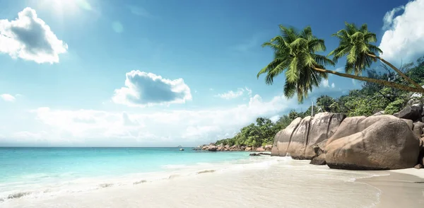 Spiaggia Anse Lazio Sull Isola Praslin Seychelles — Foto Stock