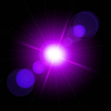 Işık efektleri Flash. Lens flare ve bokeh etkisi ile yıldız