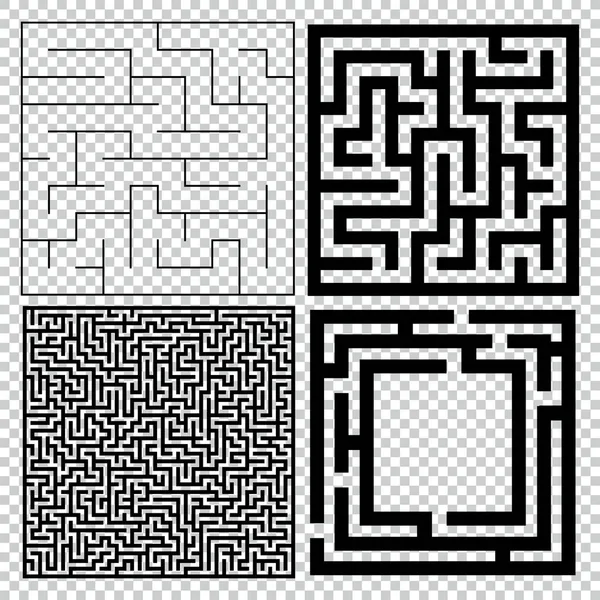 Collection of maze with solution. Vector Labyrinth set. — Stock Vector