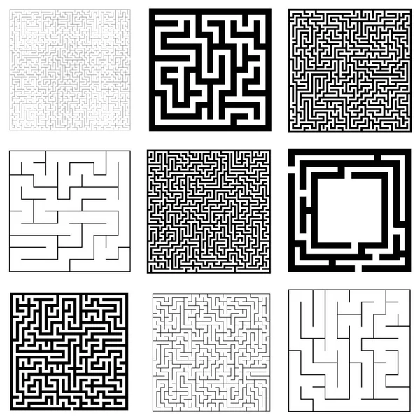 Collection of maze with solution. Vector Labyrinth set. — Stock Vector