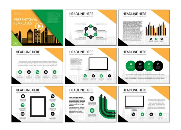 Conjunto de plantillas de presentación infográfica, elemento infográfico, infografía de negocios, diseño de diseños, estilo moderno . — Vector de stock