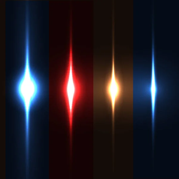 Collection de belles fusées éclairantes. Effets d'éclairage du flash . — Image vectorielle