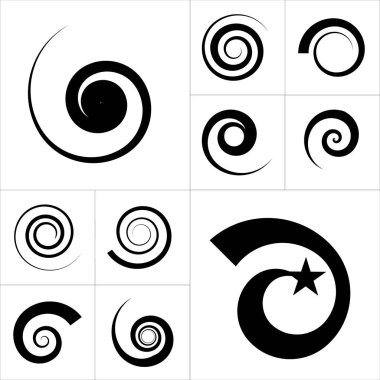 Collection of abstract spiral vector elements. clipart