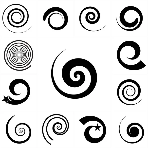 Colección de elementos vectoriales espirales abstractos . — Vector de stock