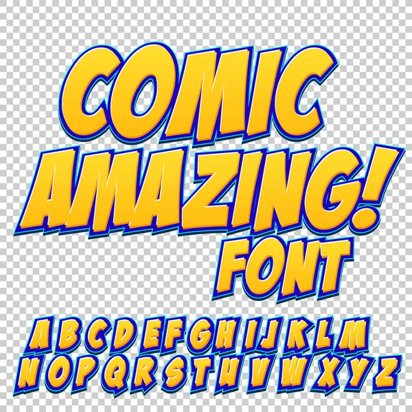 Yaratıcı yüksek detay komik yazı tipi. Alfabe çizgi roman, pop art.