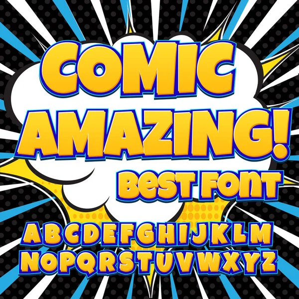Δημιουργική υψηλή λεπτομέρεια κωμικό γραμματοσειρά. Αλφάβητο των comics, pop art. — Διανυσματικό Αρχείο