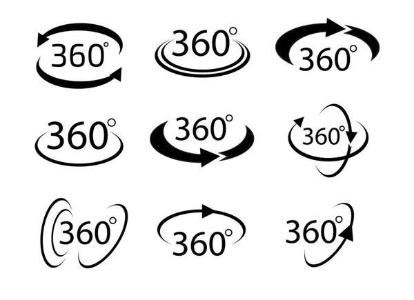 Collection d'icône de signe d'angle 360 degrés, symbole mathématique de géométrie — Image vectorielle