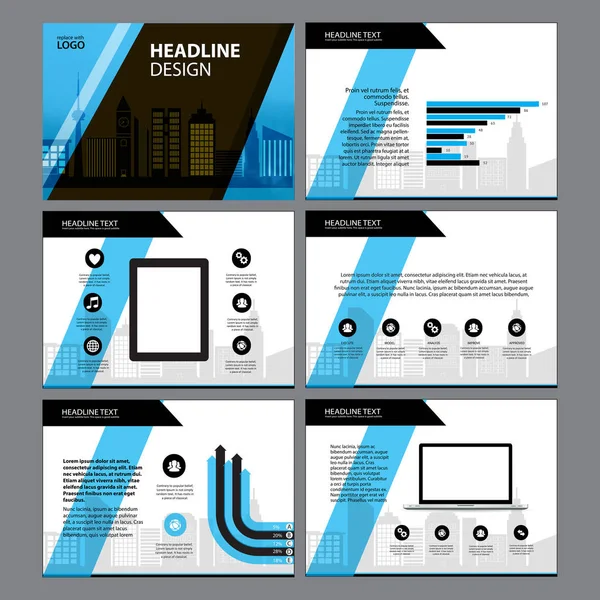 Conjunto de diseño de plantilla de negocio Presentación y folleto Informe anual, página de folleto con elemento infográfico . — Archivo Imágenes Vectoriales