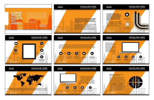 Biznes szablon projekt zestaw prezentacji i broszura roczne sprawozdanie, Strona ulotki z elementem Infografika. — Wektor stockowy