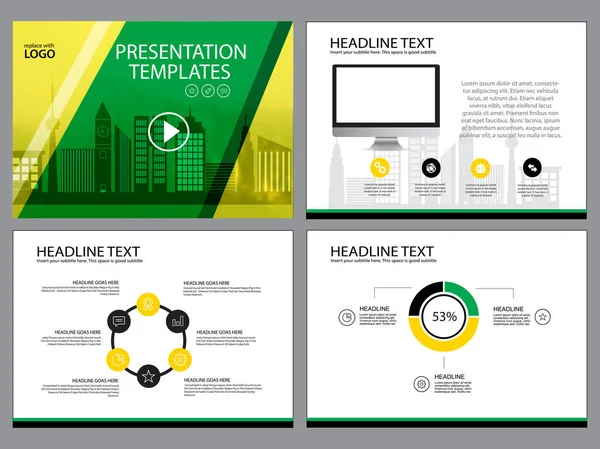 Business Template design set Presentation and brochure Annual report, flyer page with infographic element. — Stock Vector