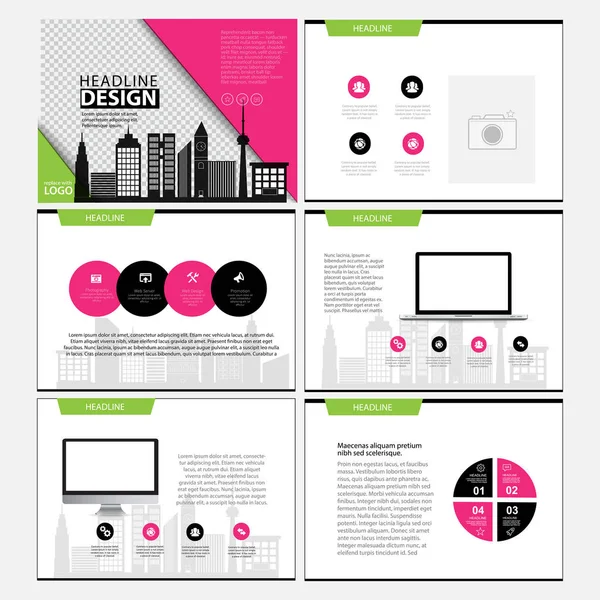 Biznes szablon projekt zestaw prezentacji i broszura roczne sprawozdanie, Strona ulotki z elementem Infografika. — Wektor stockowy