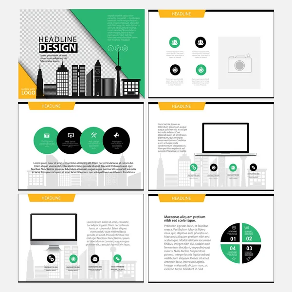 Biznes szablon projekt zestaw prezentacji i broszura roczne sprawozdanie, Strona ulotki z elementem Infografika. — Wektor stockowy