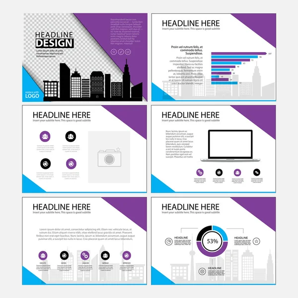 Multifunctionele sjabloon voor presentatie dia's met grafieken en diagrammen. Perfect voor uw bedrijfsrapport of persoonlijke gebruik — Stockvector