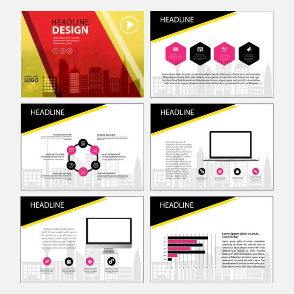 Набір дизайну бізнес-шаблонів Презентація та брошура Річний звіт, флаєр-сторінка з інфографічним елементом . — стоковий вектор