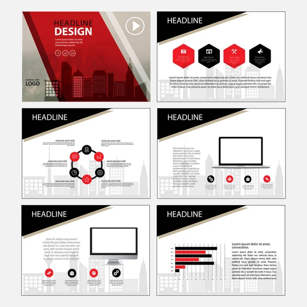 Modelo de negócio conjunto de design Apresentação e brochura Relatório anual, página de folheto com elemento infográfico . —  Vetores de Stock