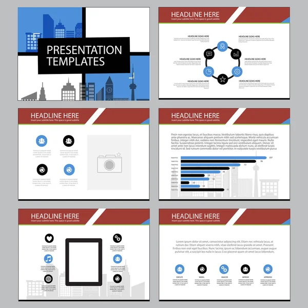 Multifunctionele sjabloon voor presentatie dia's met grafieken en diagrammen. Perfect voor uw bedrijfsrapport of persoonlijke gebruik — Stockvector