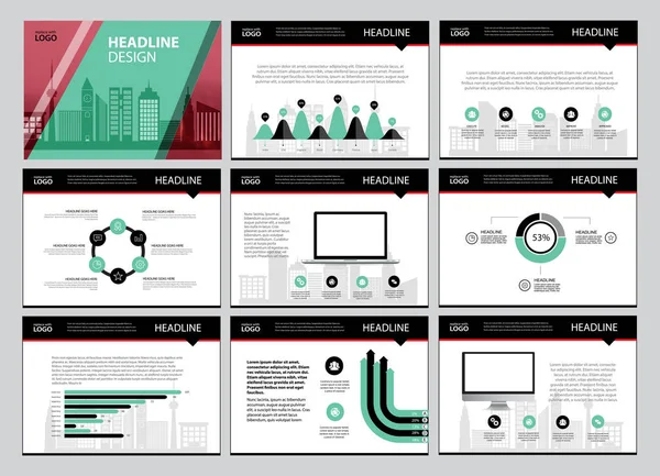 Набір дизайну бізнес-шаблонів Презентація та брошура Річний звіт, флаєр-сторінка з інфографічним елементом . — стоковий вектор