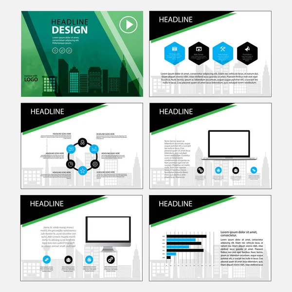 Conjunto de diseño de plantilla de negocio Presentación y folleto Informe anual, página de folleto con elemento infográfico . — Vector de stock