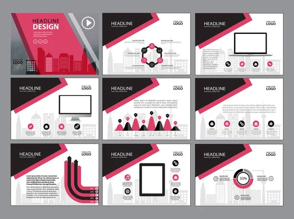 Modèle polyvalent pour diapositives de présentation avec graphiques et graphiques. Parfait pour votre rapport d'entreprise ou votre usage personnel — Image vectorielle