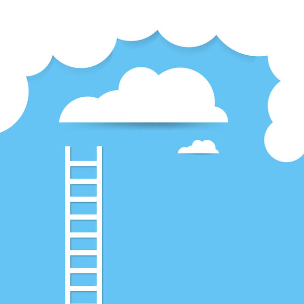 Ladder concept in the sky. Illustration of paper art style
