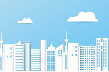 Cityscape kağıt sanat tarzı iş kavramı.