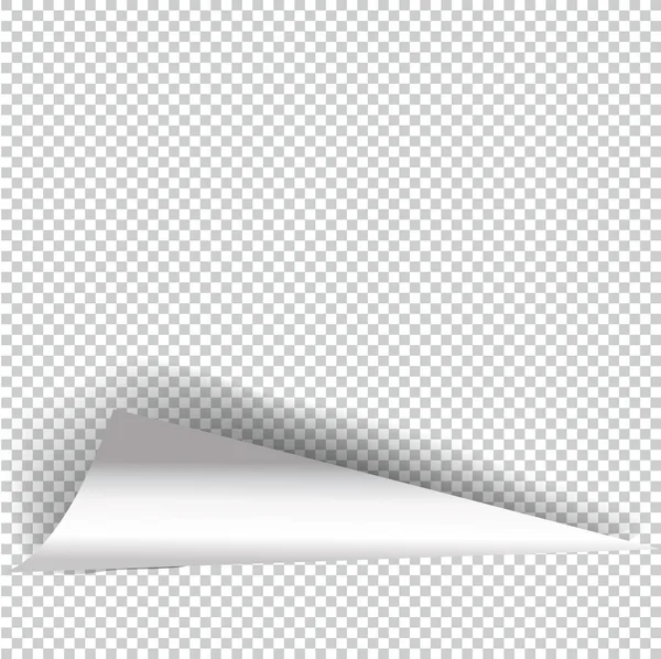 Curly Page Corner realistisk illustration med transparent skugga. — Stock vektor