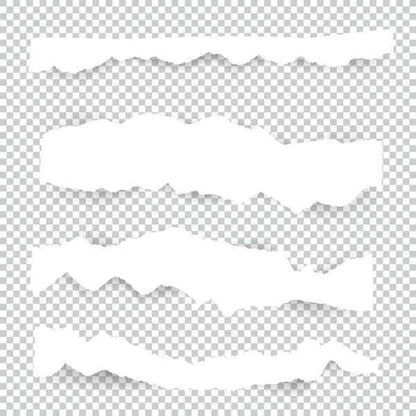 Conjunto de hojas de papel rasgadas en blanco. Colección de piezas de nota vectorial con cinta adhesiva . — Vector de stock