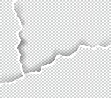 Metin, vektör sanat ve çizim alanı ile şeffaf yırtık kağıt.