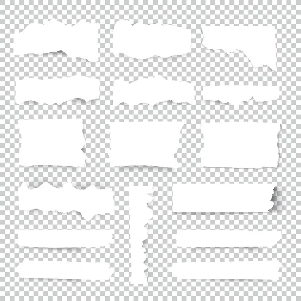 Set of blank Torn paper sheets. Vector note pieces collection with sticky tape. — Stock Vector