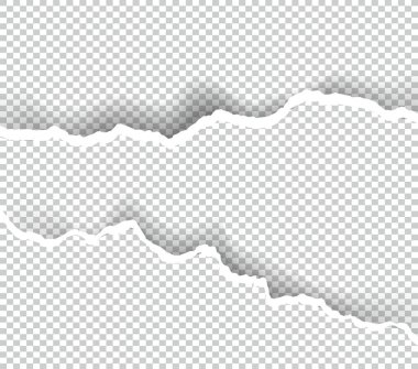 Metin, vektör sanat ve çizim alanı ile şeffaf yırtık kağıt.