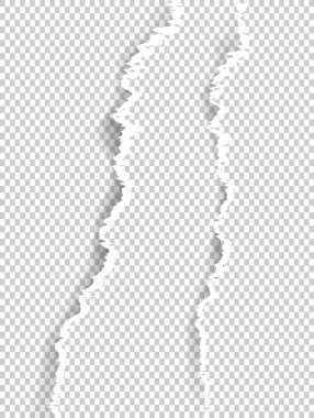 Metin, vektör sanat ve çizim alanı ile şeffaf yırtık kağıt.