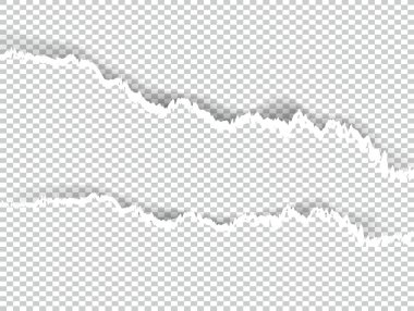 Metin, vektör sanat ve çizim alanı ile şeffaf yırtık kağıt.