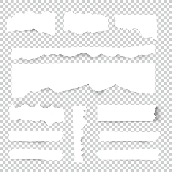 Blank Torn paper sheets. Vector note pieces collection with sticky tape. — Stock Vector