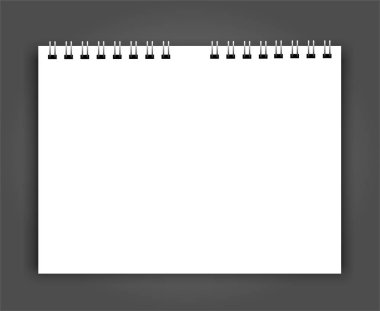 Gerçekçi yaprak kağıt sarmal mockup ile kapak şablonu