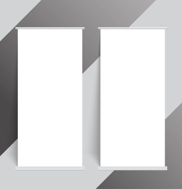 Afiş standı mockup kapak şablonu olarak iki topla boş.