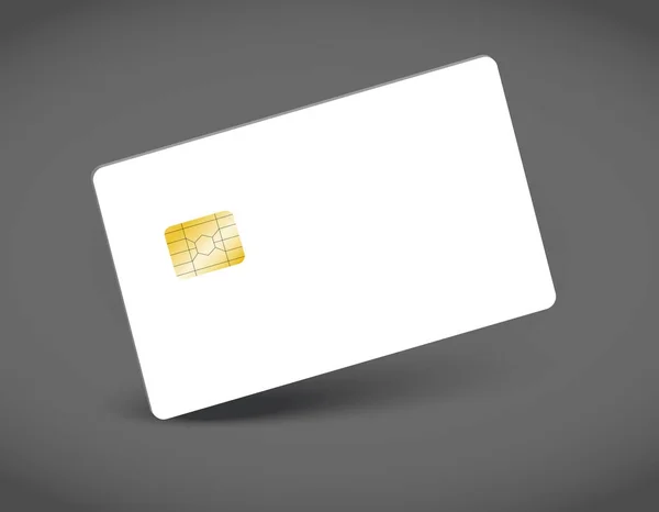 Mockup realista de cartão de crédito de chip bancário. Modelo de cartão de plástico transparente . — Vetor de Stock